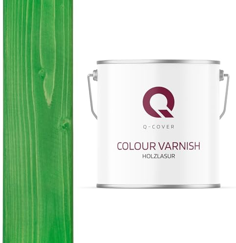 Q-Cover Holzlasur Minzgrün 6029, 5L (ca.25m²-1 Anstrich) Satin Holzschutz Holzschutzlasur Lasur Wasserbasierte Innen Außen Lasur Abperleffekt Für Holz