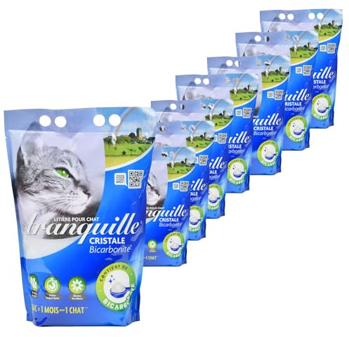 Tranquille - Kattlåda Cristal Silica Gel och Bicarbonite 4L - set med 8 st
