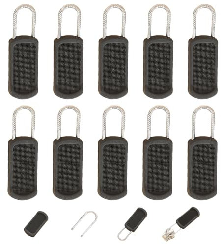 Reißverschluss Zipper, 10 Stück Ersatzteile Reißverschluss Zipper, Reisverschlussreparaturset Zipper, Abnehmbares Zipper Pull, Reißverschluss Ersatz für Zipper Koffer Stiefel Jackenrucksäcke (Schwarz)