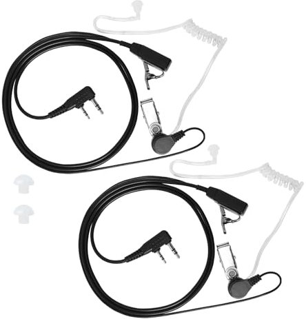 EuAcesry Lot de 2 écouteurs de sécurité K 2 broches avec bouton PTT, compatible avec radio bidirectionnelle Ken-Wood Bao-Feng UV5R 888S RT24 RT27 HE-Senate HT999 150 cm