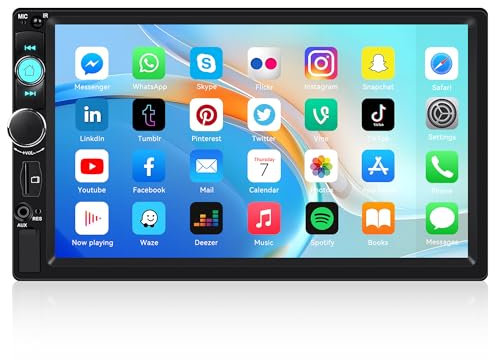 SIXTOP Double Din Car Stereo with Bluetooth Hands-Free, 7 Inch Touch Screen Car Audio Receiver Support Mirror Link FM Radio EQ/SWC/USB/TF Card/AUX-in 2 Din Car Radio