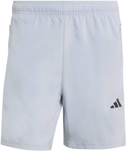 adidas Hombre Workout Essentials Base 3 Stripes Woven Short 7 Inches Shorts, Halo Silver/Black, L