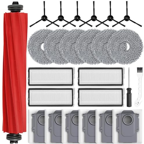 25 pezzi di accessori per robot aspirapolvere Roborock Qrevo Pro/Qrevo S/Qrevo MaxV, 1 spazzola principale, 6 sacchetti per la polvere, 6 panni lavabili, 4 filtri HEPA, 6 spazzole laterali, 1 spazzola