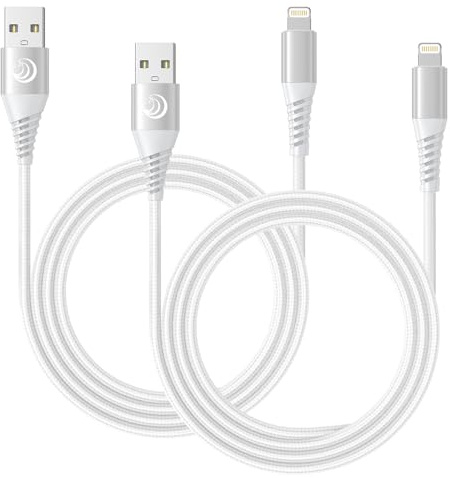 Aioneus Cable iPhone 1M 2Pack Cable iPhone Carga Rápida [MFi Certificado] Cargador iPhone cable Lightning USB Nylon Trenzado Carga Rápida para iPhone 14 13 12 11 Pro Max XS MAX XR X 8 7 6 5 SE, iPad