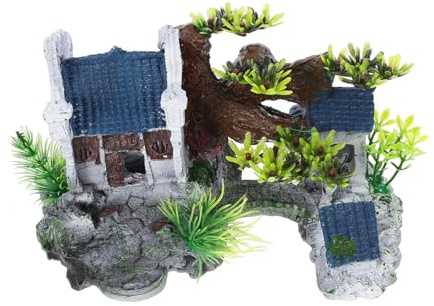 Hemobllo Décorations pour Aquarium Résine Maisonnette Cachette Grotte Artisanat Décoratif Ornement pour Aquarium Aménagement Paysager sous-Marin
