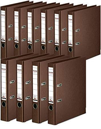 Original Falken 10er Pack Chromocolor Premium-Ordner. Made in Germany. Kunststoffbezug außen und innen 5 cm breit DIN A4 braun Ringordner Aktenordner Briefordner Büroordner Plastikordner