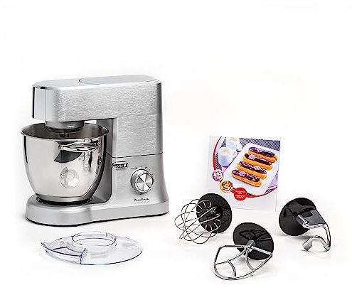 Moulinex Masterchef QA810D Planetary Knetmaschine, 6,7 Liter, Küchenmaschine mit Schneebesen, Schneebesen, Knethaken, 1500 W, 8 Geschwindigkeitsstufen