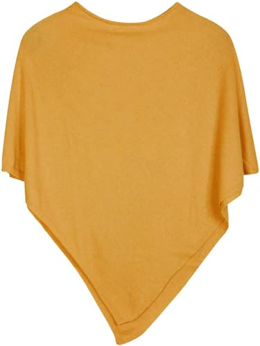 styleBREAKER Morbido poncho in maglia fine in tinta unita, girocollo, donna 08010042, colore:Giallo