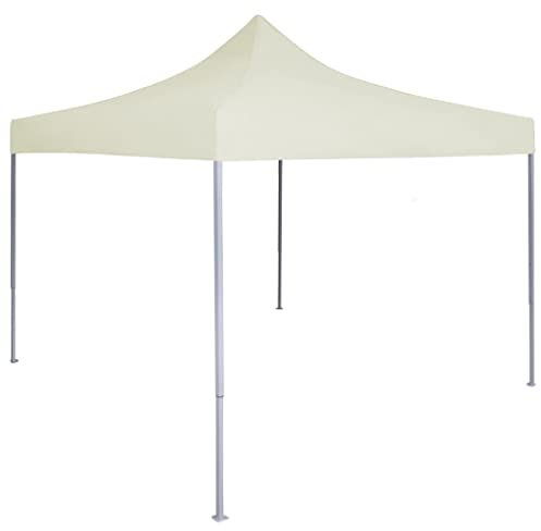 vidaXL Carpa Plegable Profesional para Fiestas Tienda de Fiesta Celebraciones Festival Eventos Toldo Pabellón Cenador de Exterior Jardín Terraza Acero Crema 2x2 m