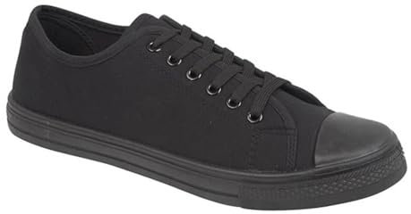 GladRags Women's Ladies Girls Low Top Canvas Trainers, Pumps, Plimsolls All Black Size 6
