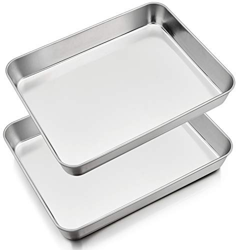 P&P CHEF Lasagna Pan, Stainless Steel Sheet Baking Pan, 12.3 Inch & 2Pcs