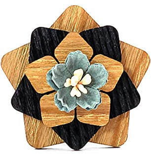 GIVBRO Broche en bois en forme de pentagramme pour homme - Boutonnière pour costume de mariage, smoking