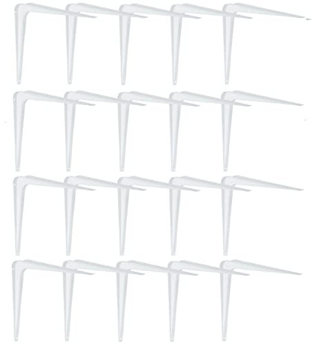 Gedotec Regalträger Metall Regalkonsole 350 mm Stahlblech-Konsole für Wandregale | Regalhalter für die Wand-Montage | 20 Stück - Stahl weiß beschichtet | Winkel-Konsole für Bücher-Regale & Tablare