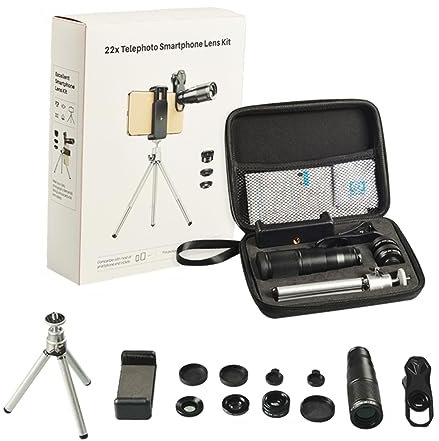 HEMOTON Handy Kamera Teleobjektiv Fisheye Weitwinkel Externe Telefon Mit Metallstativ Kugelkopf Handyhalterung Für Hochwertige Bildeffekte