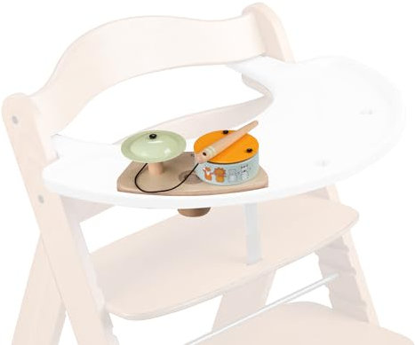 hauck Play Drums S, Animals - Trommel Musikspiel ab 10 Monaten Kompatibel mit Play Tray Spielbrett für Alpha+, Beta+ & Arketa Holzhochstuhl, Baby Holz Spielzeug Fördert Auge Hand Koordination