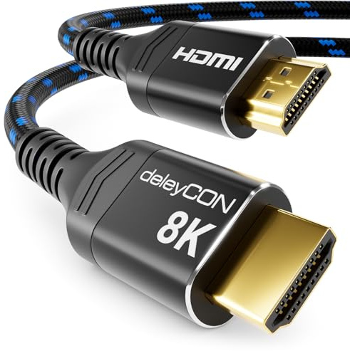 deleyCON 10m 8K HDMI 2.1b Kabel (48G, ULTRA Highspeed) Zertifiziert, 8K@60Hz 4K@144Hz 120Hz 2K@144Hz/165Hz EARC HDCP 2.3/2.2 - für DTS:X HDR Dolby Atmos TV PS5 Xbox Soundbar Monitor