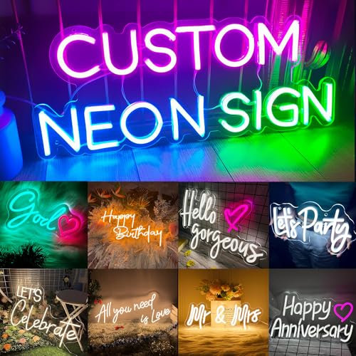VIEWLON Custom Neon Sign Personalised Neon Sign Name Lights for Bedroom Wall, Custom Led Sign Personalised Neon Name Sign for Wedding Birthday Party Gift