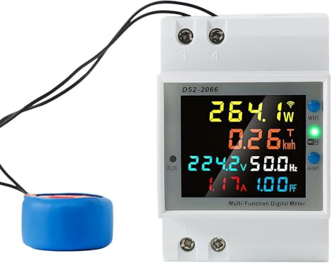BuyWeek Compteur électrique monophasé, compteur d'énergie intelligent avec contrôle WIFI Tuya APP, ampèremètre, voltmètre, puissance KWH, moniteur d'utilisation de l'électricité domestique, rail DIN 3