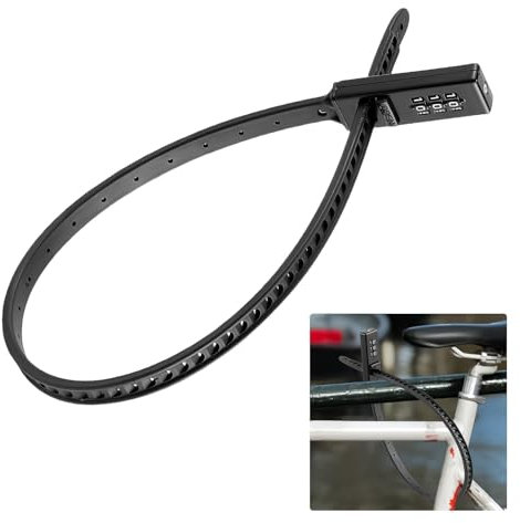 Zip Tie Bike Lock 60cm Recodeable Combination Lock with Stainless Steel Core Multi-Use Security Cable for Bicycle, Cafe, Pram, Buggy, Ski Helmet Combo Code Bike Lock (Black)