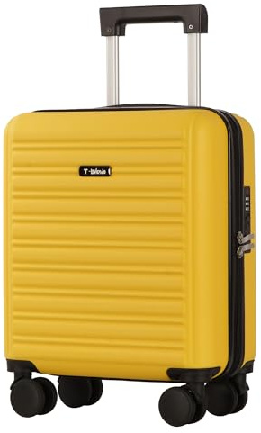 T-LOVENDO.ES Maleta de Cabina Pequeña Viaje Trolley 16” (30L). Equipaje de Mano ryanair, Wizz Air, Easyjet.4 Ruedas 45x35x20cm. Semirigida. Cerradura. Asa telescópica. Amarilla