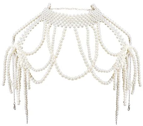 Collane di Perle A Spalla NICENEEDED, Catena Da Sposa per Spalle e Schiena Boho Catena Da Braccio Multistrato, Gioielli per Il Corpo Da Spiaggia Estiva