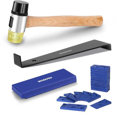 WORKPRO Laminate Flooring Tools, Flooring Kit with 30 Pcs Laminate Floor Spacers, Double Sided Mallet, Pull Bar, Tapping Block