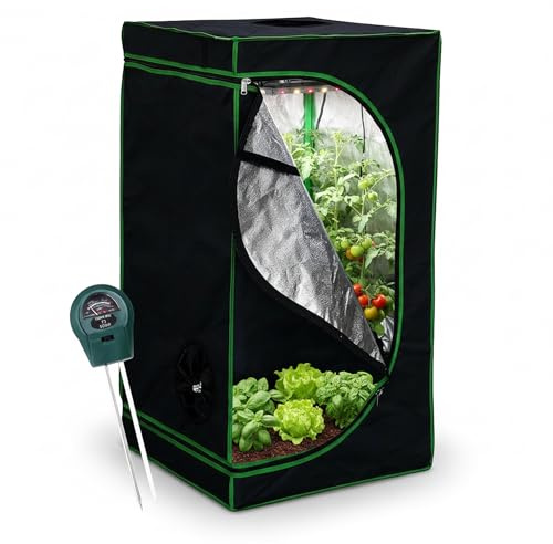 Mucola Growzelt 100x100x200 cm Set mit 3-in-1 Messgerät Zuchtzelt für Hydrokulturen zur Pflanzenzucht | licht- und wasserdicht | Indoor Grow Tent mit reflektierender Innenfolie Zimmergewächshaus