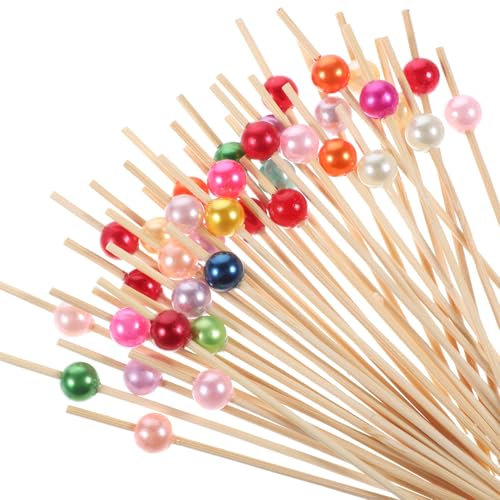 Dimeho Cocktailspieße, 100 Stück Fingerfood-Spieße Holzspieße 12 cm Lange Cocktail Picks Spieße Fingerfood Dekorative Spieße für Vorspeisen, Getränke, Party, Obst, Feiertags-Holzstäbchen für Partys