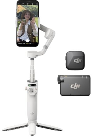 DJI Osmo Mobile 6 (Gris Platino) + Mic Mini, Estabilizador para Smartphones, Micrófono Inalámbrico, Sonido Detallado, OsmoAudio, Cancelación de Ruido Activa