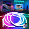 BAGZY RGB Ruban LED Néon, 25M Bande LED IP65 étanche 220V Dimmable Flexible Tube Neon Lumineuses,par Bluetooth APP, Télécommande, Synchronisation de Musique, pour Chambre,Bar,Intérieur/Extérieur