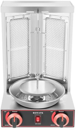 Mermajestic 3000 W 2 quemadores de gas de acero inoxidable Döner kebab máquina de kebab parrilla de mesa barbacoa barbacoa barbacoa horno vertical asador de gas cocina de gas arañas doner kebab