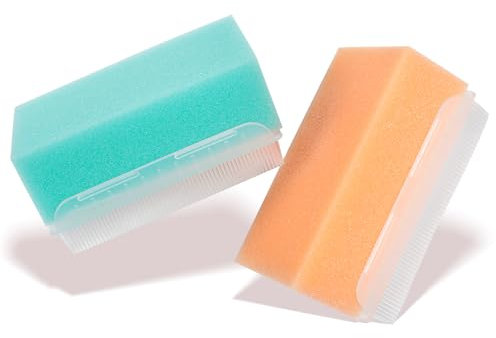 2PCS Cradle Cap Brush, Baby Bath Sponge - 2-in-1 Brush & Sponge for Scalp Treatment, Sensory Therapy, and Bath Time Care