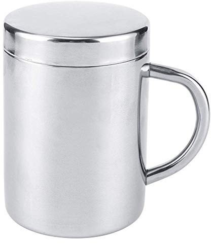Rostfritt Stål Termo Mugg med Lock, Dubbelväggt Rostfritt Stål Mugg Handtag Droppande-resistent och Fjällande Kaffemugg 304