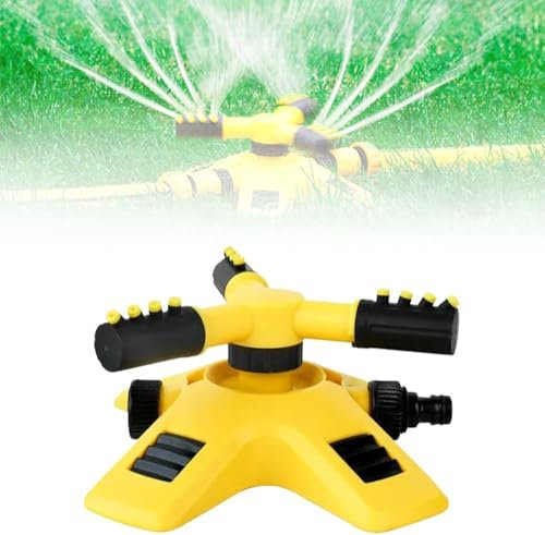 Garden Sprinkler, Automatic Lawn Water Sprinkler, Sprinkler 360° Rotation Attachment for Garden Hose, 3 Arms Adjustable Water Sprinkler System for Lawn Watering Garden Plants Lawn Irrigation (2)