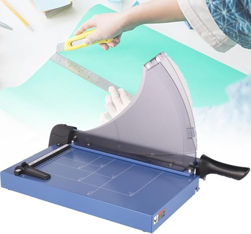 Paper Cutter A4 Paper Cutter,Manual Precision Lever Guillotine,Various Tick Marks/Safety Protection Baffle,Paper Trimmer for Offices,Schools,Businesses and Printing Shops