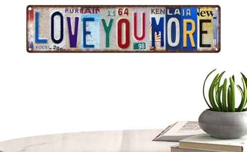 I Love You More Sign - Metal Romantic Retro Decorative Elements - Bar Wall Decoration | For Bedroom, Living Room, Office, Party and Celebrations