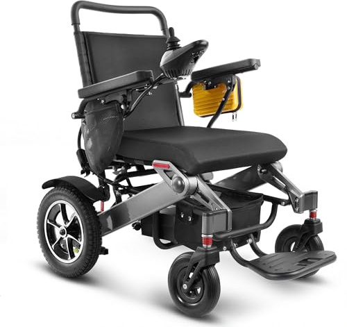 Carrozzina Elettrica per Adulti 182 kg, Autonomia 48 km, Sedia a Rotelle Elettrica con Batteria 25 Ah, Carrozzina Elettrica Pieghevole con Ruote Gonfiabili 32 cm per Outdoor/Casa/Shopping, Nero