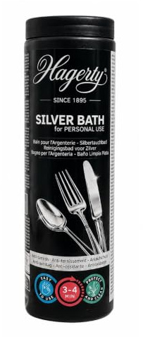 Hagerty Silver Bath I Bain d'immersion pour l'argenterie I 580 ml I Un nettoyage efficace pour les couverts en argent ou en métal argenté I Une protection durable contre la ternissure I Panier inclus