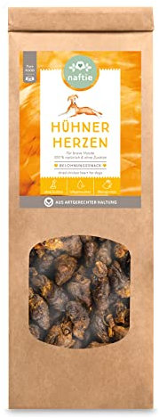 naftie Kausnacks Hühnerherzen getrocknet - für artige Hunde - eiweißreich viel Taurin - Kauartikel Leckerlis - Training & Belohnung - 3X 250g