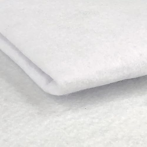Acrylic Felt Fabric by the Metre - 60 (150cm) Extra Wide, 1mm Thick - Continuous Length Soft Crafting for Sewing, Applique, Decorations & Upholstery - Discount Fabrics LTD(White,0.5)