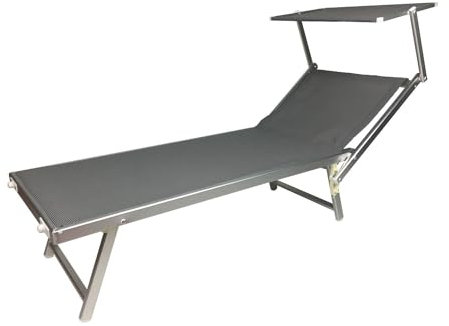 RIMINI Strandliege aus Aluminium, Farbe Grau, mit schwenkbarem Dach