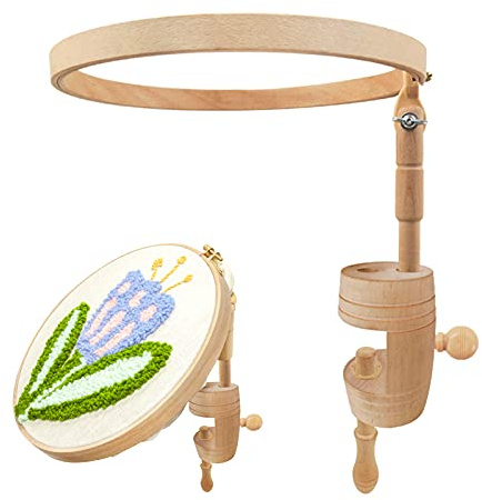 Telaio Sedile per il Ricamo Telaio da Ricamo Cerchio Regolabile Telaio da Ricamo in Legno Cerchio Supporto da Tavolo Punto Croce Rack Stand Strumenti per Cucire - Dia 25cm