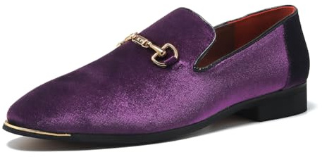 FLQL Herren Luxus Pennyloafer Slip-On Samt Schuhe Party Tanzschuhe Wildleder Hochzeit Schuhe Plus Größe 40-48, B-lila, 44.5 EU