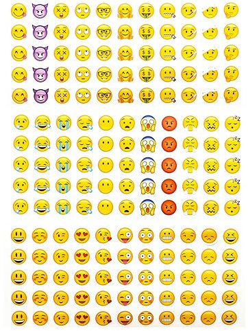 DAYKET Emotion Sticker,12 Blätter Happy Face Sticker,Emoticon Aufkleber für Notebook Dekoration