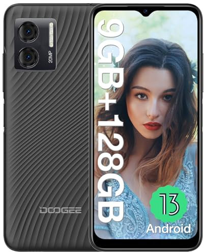DOOGEE N50S Smartphone Offerta [2024], 9 (4+5) GB +128GB 1TB Espandibile 6,52 HD+ 20MP Android 13 Smartphone Economico 4200mAh 20MP 4G Dual SIM Telefono Economico Octa-Core/OTG/GPS/Face ID/Nero