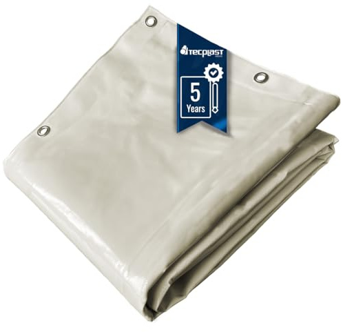 Carport-Plane 5x6 m Cremeweiss - 5 Jahre Garantie TECPLAST - LP506CP - wasserdichte Schutzplane aus PVC für Carports