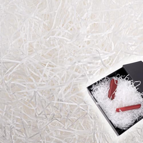Shredded Tissue Paper, White Shredded Paper, 100g Raffia Gift Filler Paper | for Easter Gift Box Filling, Basket Filler, Hampers Packaging Decorations, Party Supplies Box Stuffing
