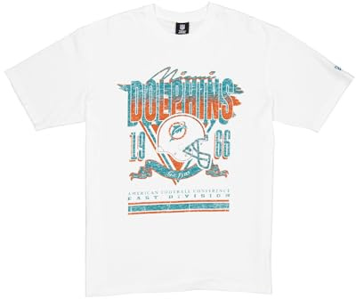 New Era Cap NFL Oversized T-Shirt Screent Print Distressed Team Graphic Miami Dolphins White Unisex