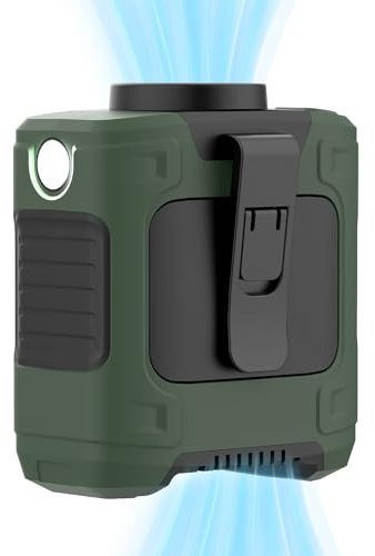 LOUISWARE Portable Waist Fan 10000mAh Rechargeable Waist Clip Fan 18000RPM With Max 12H Working Time 3-speed adjustment with LED flashlight Portable Fan for Outdoor Jobsite and etc