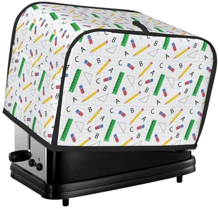 Copertura impermeabile per tostapane a 2 fette, righello e matita, con tasche per piccoli elettrodomestici da cucina, protezione per impronte digitali, lavabile in lavatrice